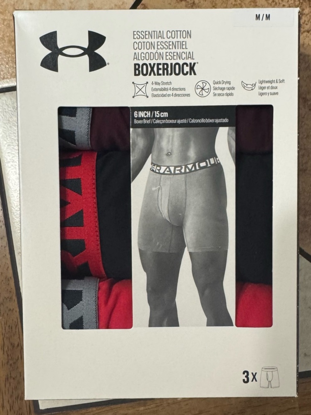 Under Armour Men’s Boxerjock/Boxer brief 3-pack. Size Medium. Moisture wick
